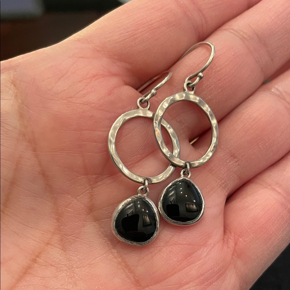 Elegant Silver and Black Drop Earrings